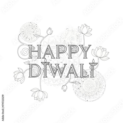 Celebrate Diwali with this intricately designed floral and mandala pattern, perfect for festive greetings, invitations, and cultural event promotions online