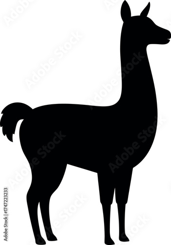 Llama Silhouette Vector Illustration for South American Wildlife and Farm Design