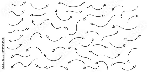 Black Wavy Arrows Collection Directional Flowing Guidance Design Elements Navigation Choice Wayfinding Infographic