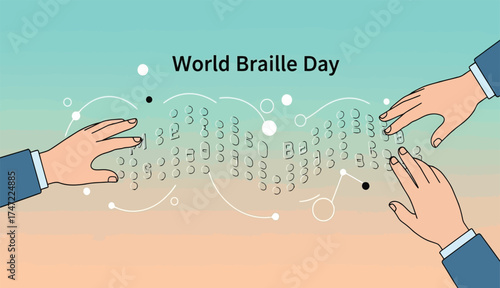 World Braille Day celebration with hands and braille text