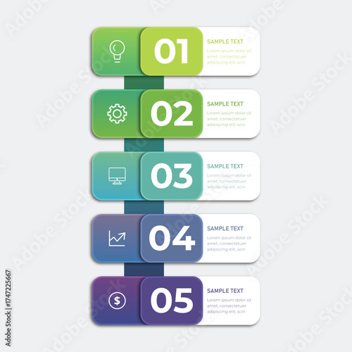 Modern Vertical 5-Step Infographic Template with Gradient Design