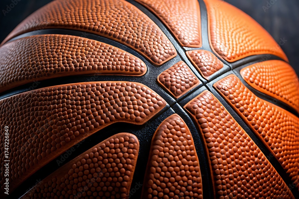 Fototapeta premium Close-up textured surface of a basketball sport game