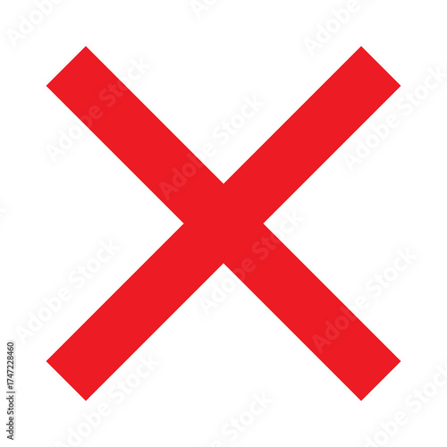 Red Cross Sign. Red Cross Mark, No, Delete Icon.
