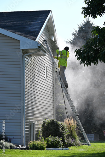 Power Washing the House