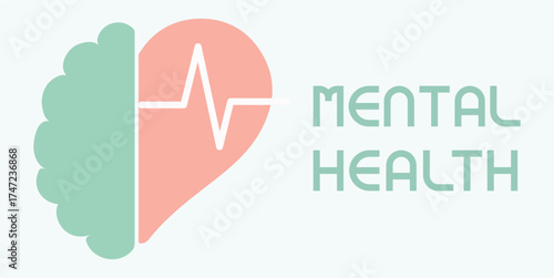 Medicine, mental health, brain, heart, heartbeat, health. World Mental Health Day, doctor, psychology, therapy, treatment, healing, hospital. Emotion, well-being, mind, icon, set, vector