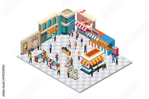 Isometric of a Department Store Interior Vector Illustration