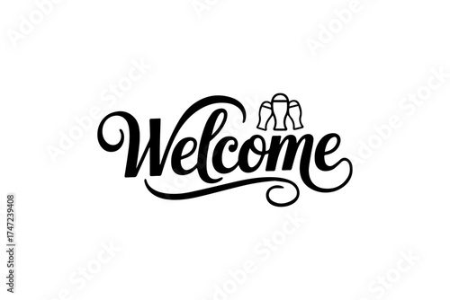 Elegant Calligraphic Welcome Typography on White Background