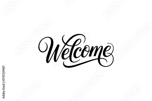 Elegant Calligraphic Welcome Typography on White Background