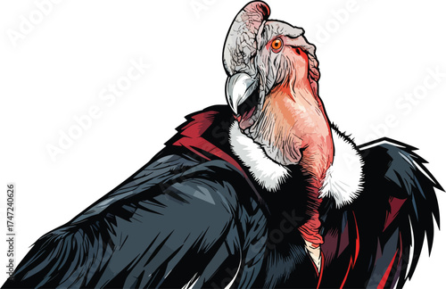closeup-beautiful-big-condor-forest-with-blurred-background illustration
