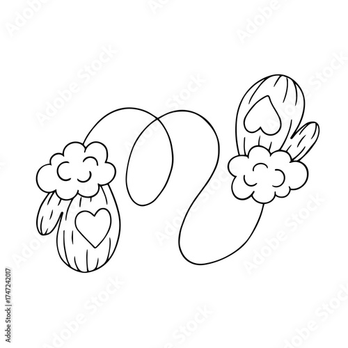 Sketch, doodle of winter gloves, mittens. Vector graphics.
