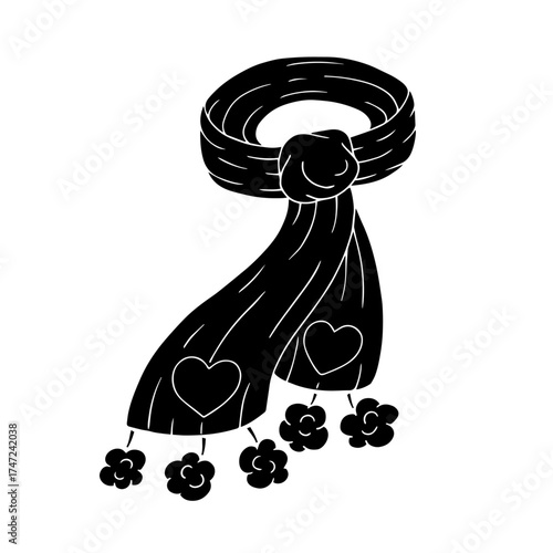 Silhouette, stamp of a knitted winter hat. Vector graphics.
