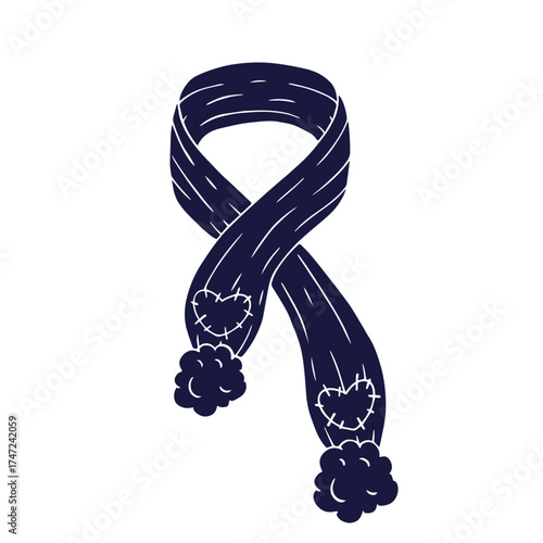 Silhouette, stamp of a knitted winter hat. Vector graphics.
