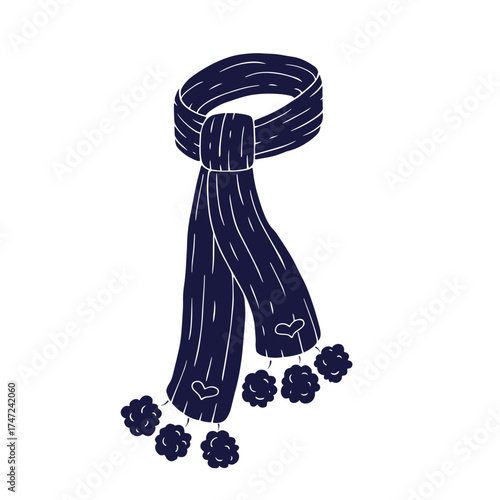Silhouette, stamp of a knitted winter hat. Vector graphics.