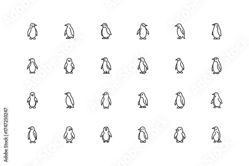 Cute Penguin Icon Bundle, Winter Penguin Character Set, Arctic Penguin Illustration Pack, Adorable Penguin Vector Collection, Frozen Penguin Graphic Design
