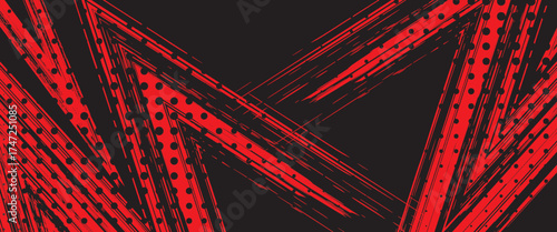 Background, contrast red and black color abstract template for business design. Technology style. You can use it for advertising, sports posters, templates, business presentations. Vector illustration