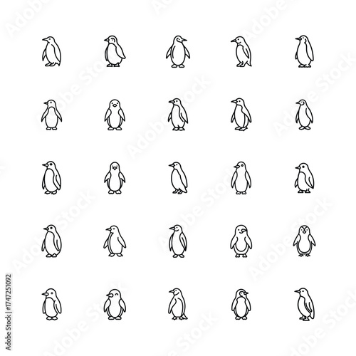 Cute Penguin Icon Bundle, Winter Penguin Character Set, Arctic Penguin Illustration Pack, Adorable Penguin Vector Collection, Frozen Penguin Graphic Design
