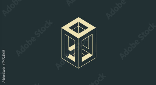 Elegant Impossible Cube: Isometric Abstract Optical Illusion Logo