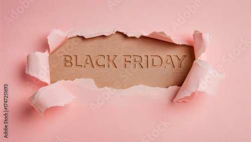 Pink torn paper hole and Black Friday text
