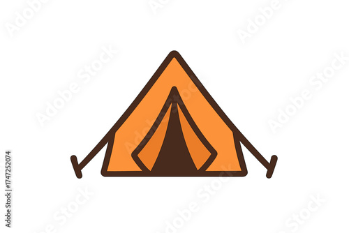 Colorful flat style camping tent icon, vacation outdoor symbol, travel adventure vector illustration with transparent background, cartoon style camping gear graphic for leisure