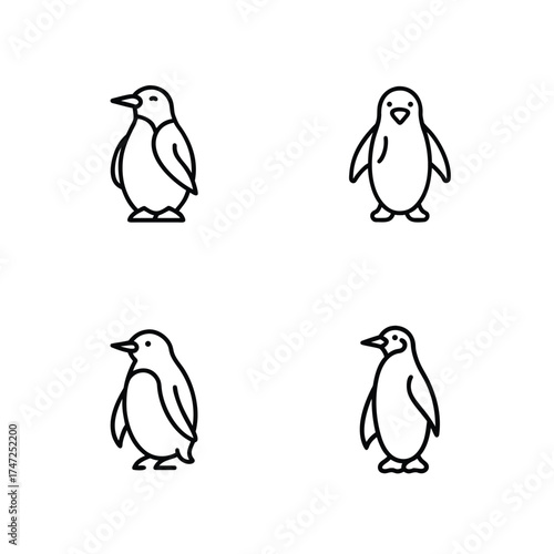 Cute Penguin Icon Bundle, Winter Penguin Character Set, Arctic Penguin Illustration Pack, Adorable Penguin Vector Collection, Frozen Penguin Graphic Design