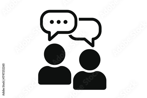 Two People Talking Icon with Speech Bubbles, Vector Illustration of Dialogue, Communication, Idea Exchange, Interpersonal Interaction, Conversation, Social Connection