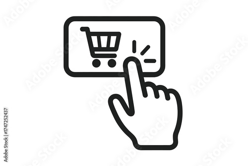Hand clicking buy button icon symbol for online shopping, digital transaction, e-commerce concept, vector illustration with transparent background, user interface, purchase action, clicking cursor