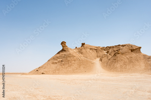 Ong Jemel, the Camel Neck Rock, in the Sahara Desert near Tozeur