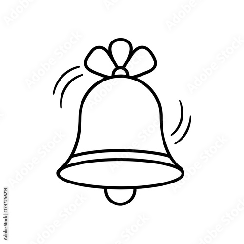 Ringing bell with bow outline