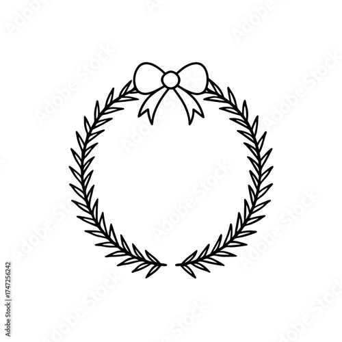 Wreath with bow outline design