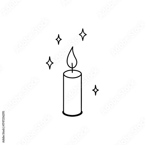 Simple candle with star sparkles