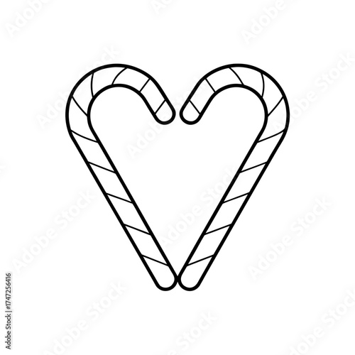 Heart made of candy cane outline