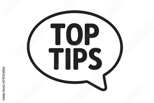 Top Tips speech bubble vector icon. Best advice and helpful suggestions concept. Recommendation and guidance symbol for business presentation, website or blog post. Information sign.