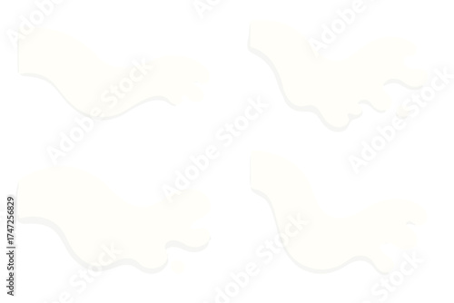 Vector set of milk, yogurt or cream splashes. White liquid dairy drink pour, wave and drop collection. Melted ice cream or cosmetic lotion texture on transparent background.