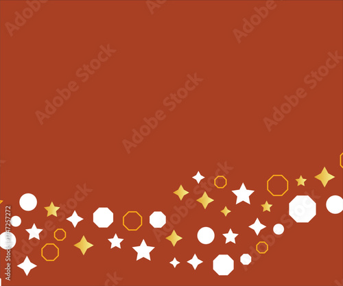 Festive Geometric Star and Dot Confetti Border on Brown Background | Celebration Copy Space Template