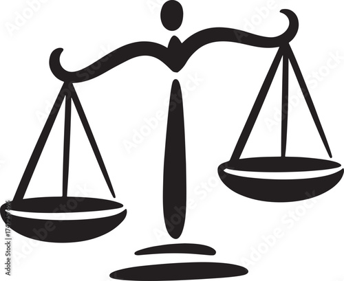 Black outline of a justice scale on a white background legal balance