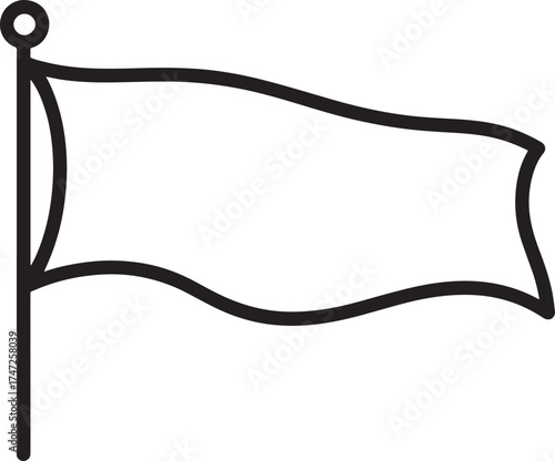 Blank waving flag icon on white background banner pennant