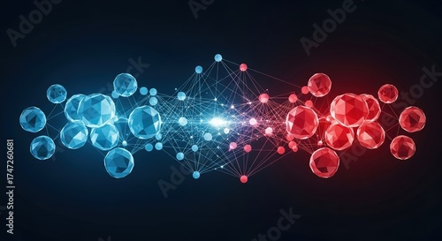 Wallpaper Mural Abstract Network of Glowing Blue and Red Spheres Connected by Light Trails. Torontodigital.ca