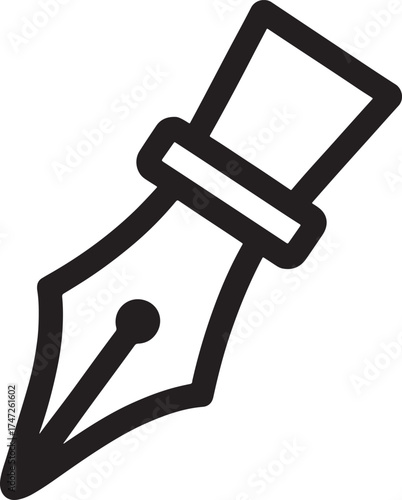 Fountain pen nib icon with transparent background writing tool