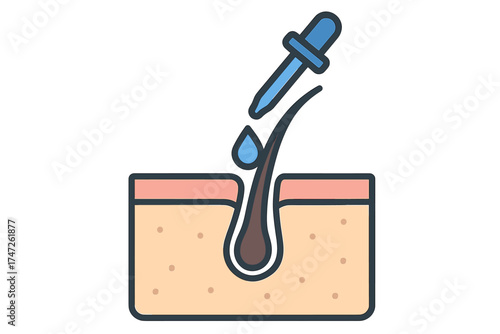 Illustration of hair follicle with moisturizing serum dropper