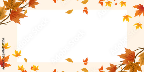 Autumn flyer with warm rustic tones and leaf design, fall banner template for thanksgiving promotions and ads