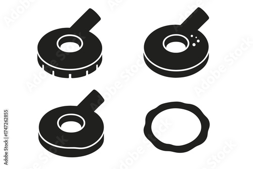 Set of four diverse wheel shortening icons with handle variations
