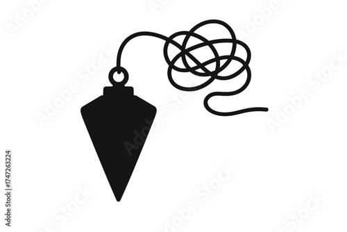 Silhouette of taut plumb bob with coiled string for precision alignment
