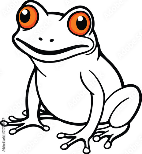 White frog with bright orange eyes amphibian