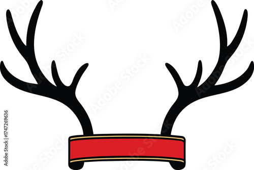 Black antlers red ribbon reindeer