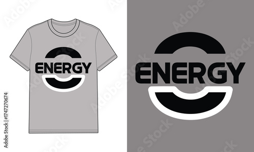 Gray t shirt with energy logo text mockup