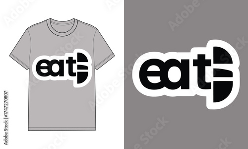 Gray t shirt with eat text graphic separate eat text graphic t-shirt clothing