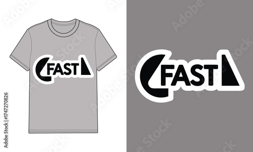 Gray t shirt with F A S T logo lightning bolt graphic mockup