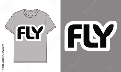 Gray t shirt with F L Y text logo graphic t-shirt clothing
