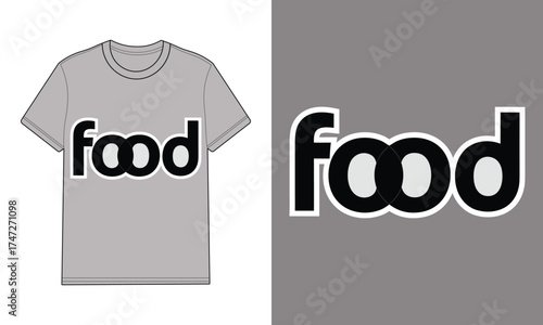 Gray t shirt with food text graphic clothing apparel