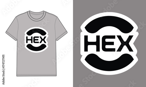 Gray t shirt with hex logo separate hex logo graphic mockup